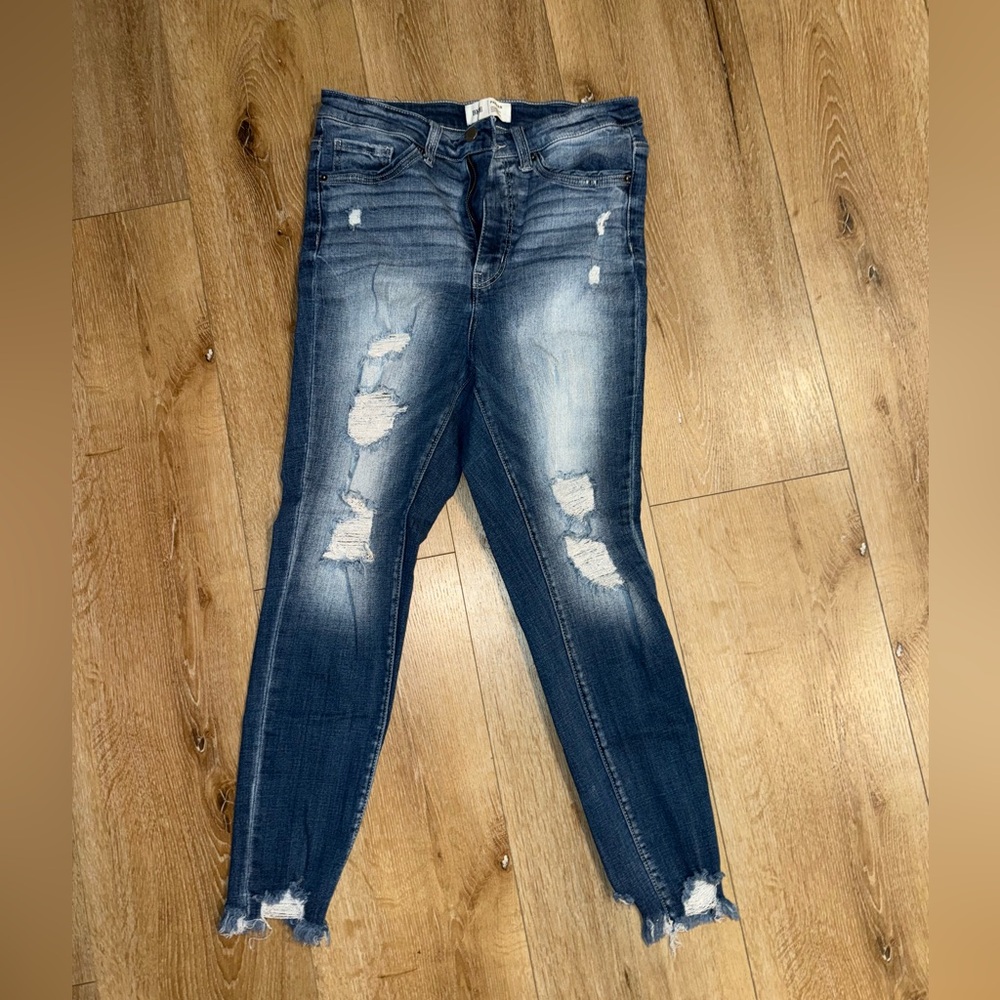 BKE Parker Dark Blue Distressed Skinny Jeans size 28
